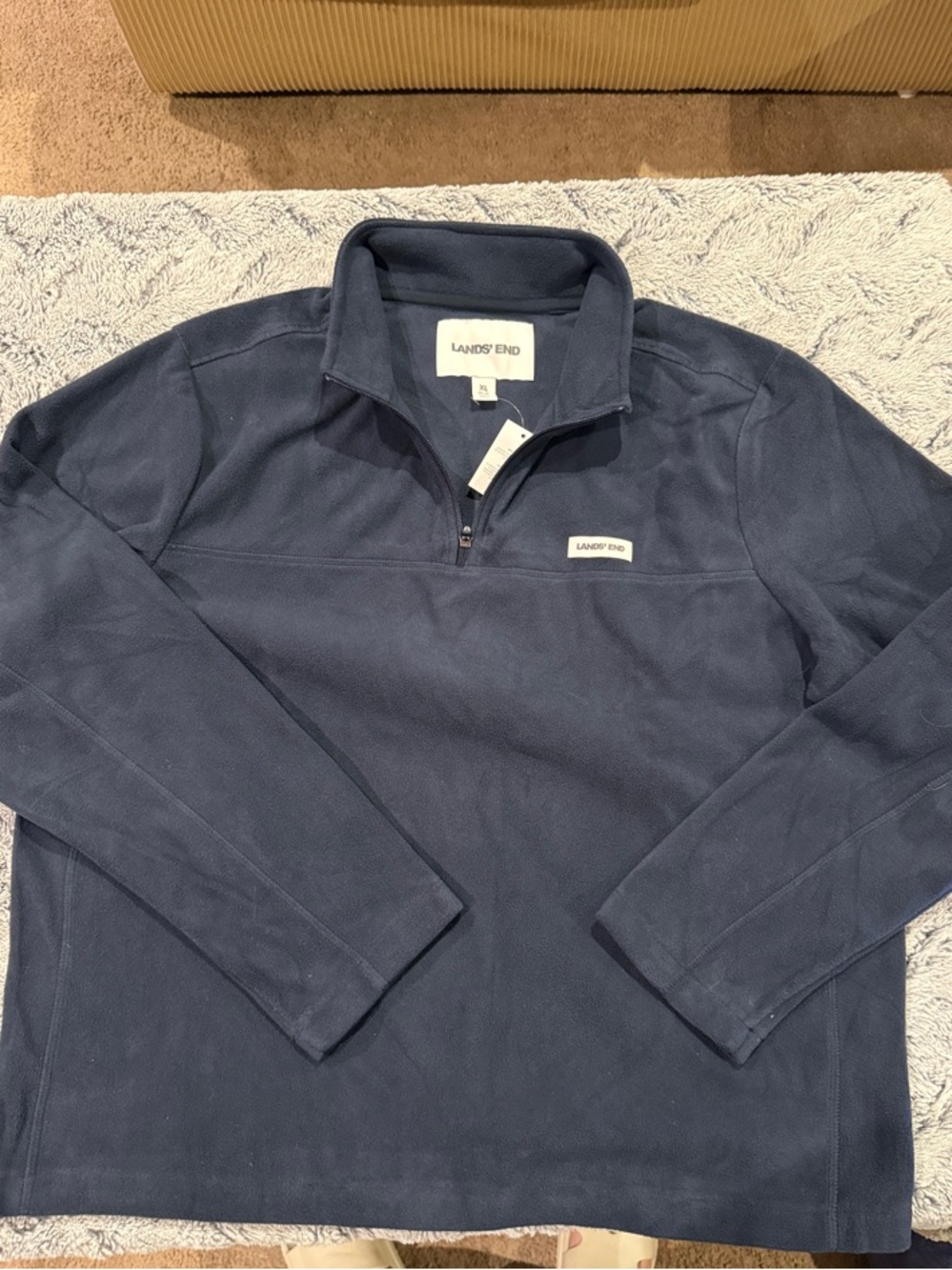 Lands' End Men's Dark Navy Quarter-Zip Fleece Pullover